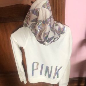 White and iridescent sparkles VS PINK jacket